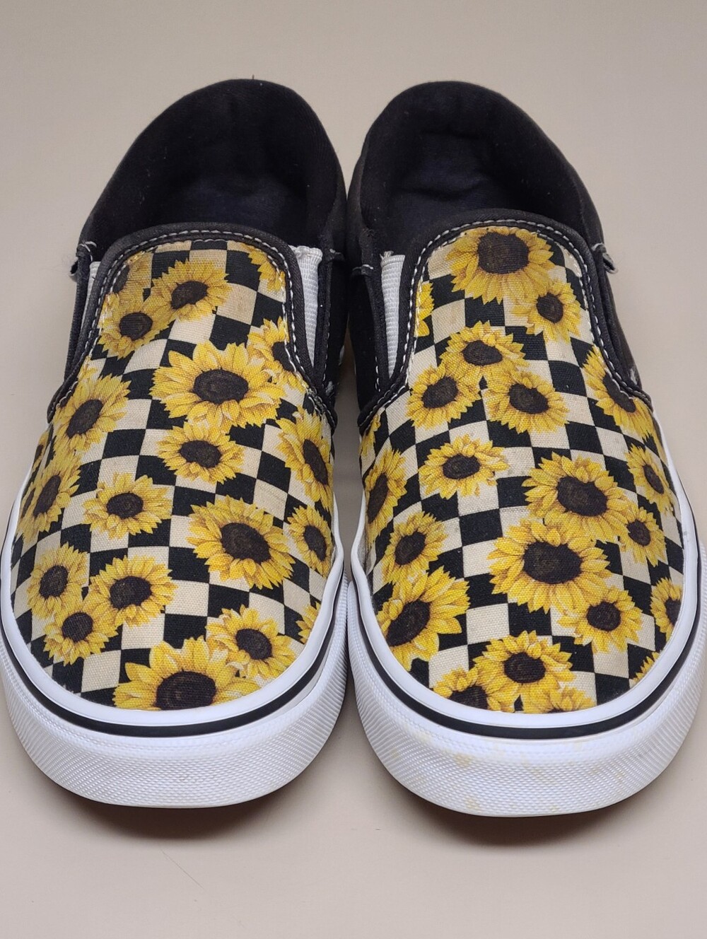 Vans Asher Sunflower Checkerboard casual skateboard slip on sneakers size 7.5 - Picture 3 of 10